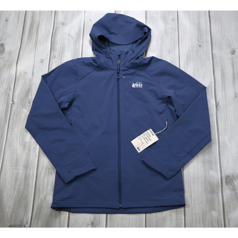 NEW REI Co-op Activator Soft-Shell Hiking Hoodie - Men's M Water Repellant Blue
